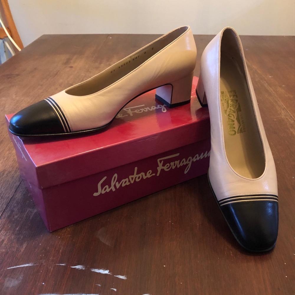 Vintage Ferragamo Spectator Chunky Heel New in Box